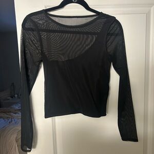 Abercrombie & Fitch Black Sheer Long Sleeve Blouse